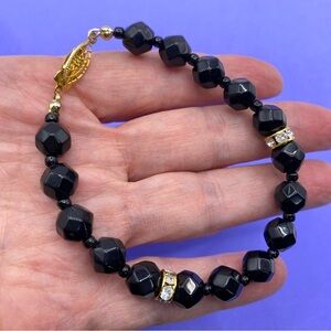 Black Glass Beads Bracelet